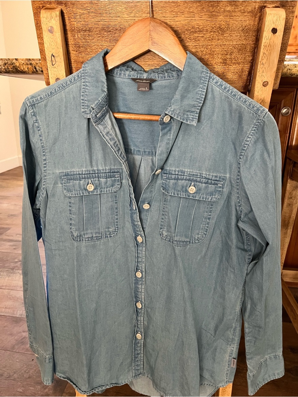 Eddie Bauer Light Blue Denim Button-Down Shirt